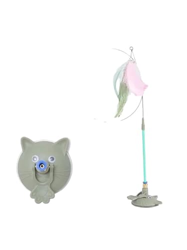 DJSKLDF Katzenangel Funny Cat Toys Interactive Detachable Teaser Wand with Sucker Base Fluffy Feather Kitten Play Toy for Supplies(Green) von DJSKLDF