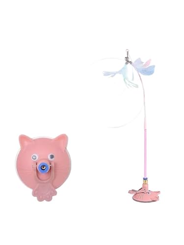 DJSKLDF Katzenangel Funny Cat Toys Interactive Detachable Teaser Wand with Sucker Base Fluffy Feather Kitten Play Toy for Supplies(Pink) von DJSKLDF