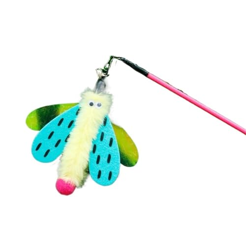 DJSKLDF Katzenangel Pet Cat Toys Interactive Funny Insect Stick Toy for Kitten Playing Teaser Wand Supplies Products Cats(Yellow) von DJSKLDF