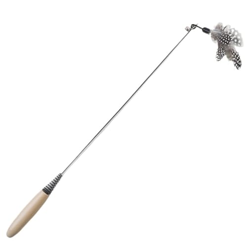 DJSKLDF Katzenangel Wooden Handle Spring Teasing Cat Stick Pearl Feather Replacement Head Scratch-Resistant Toys to Relieve Boredom Pet Supplies(Color1) von DJSKLDF