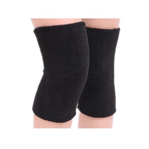 DJSKLDF Warm Knee Pads 1Pair Elastic Towel Knee Pads Dance Protection Cover Winter Warm Thermal Sleeves Women Men(Black) von DJSKLDF