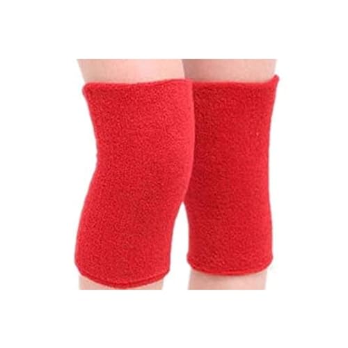 DJSKLDF Warm Knee Pads 1Pair Elastic Towel Knee Pads Dance Protection Cover Winter Warm Thermal Sleeves Women Men(Red) von DJSKLDF