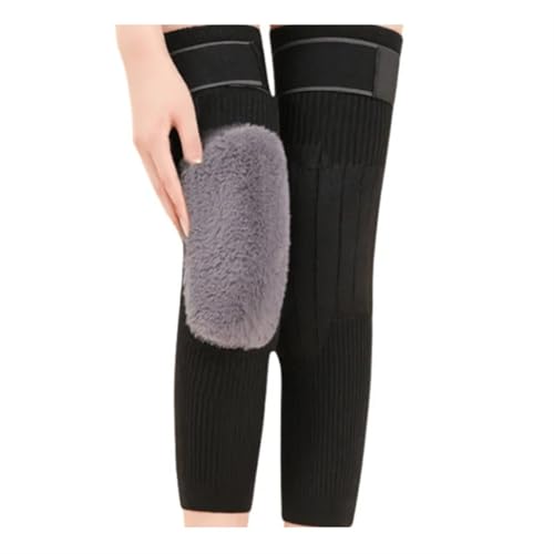 DJSKLDF Warm Knee Pads Wool Knee Pads Support Brace Winter Warm Thermal Warmers Sleeve Ski Cycling Running 2PCS(Gray Velvet-Black,XXL for 80-105KG) von DJSKLDF