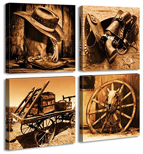 DJSYLIFE Western Decor Cowboy Wandkunst für Herren Schlafzimmer Büro Leinwand gedrucktes Poster Heimdekoration Kunstwerk 30,5 cm B x 30,5 cm H 10,2 cm von DJSYLIFE