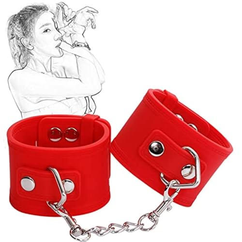 DJUNA Handschellen Silikon Handcuffs Sex Bett SM Bondage Handfessseln mit Metallketten Erotik Betten Fesseln Sklave Rollenspiel Fetisch Sexspielzeug für Paare Anfänger Erwachsene,A von DJUNA