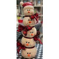 Handgefertigte Keramik Schneemann Stapel von DJsCeramicsCrafts