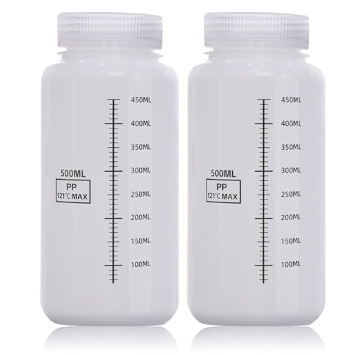 DKBT 2 Stück Weithalsflasche mit Skalierung 500ml Kunststoff Flasche Plastikflaschen Leere Laborflasche Auslaufsicher Durchscheinend aus HDPE-Flasche für Pillenflaschen Wasserprobenflaschen DKBT 2 Stück Weithalsflasche mit Skalierung 500ml Kunststoff Flasche Plastikflaschen Leere Laborflasche Auslaufsicher Durchscheinend aus HDPE-Flasche für Pillenflaschen Wasserprobenflaschen von DKBT