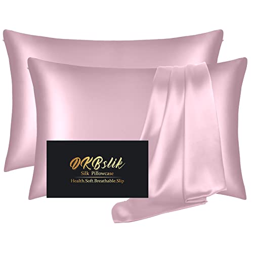 Seiden-Kissenbezüge, 2er-Pack, Maulbeerseide, Standard-Set, gesund, weich und glatt, Anti-Akne, beide Seiten natürliche Seide Kissenbezüge für Frauen, 2er-Pack mit Reißverschluss als Geschenk von DKBslik