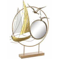 Dkd Home Decor - Metallspiegeldekoration 53x9x67 Spiegel Gold Segelboot Metallmaterial Mehrfarbige Farbfamilie Innenausstattung Details von DKD HOME DECOR