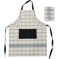 Schürze mit Tasche Dkd Home Decor 70 x 1 x 85 cm schwarz beige blau Baumwolle von DKD HOME DECOR