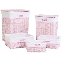 Set of Körbe Dkd Home Decor rosa Polyester Kinder Weide (44 x 34 x 56 cm) von DKD HOME DECOR
