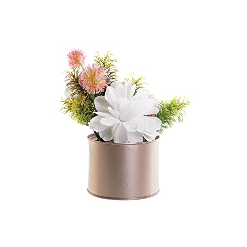 DKD Blumentopf Home Decor Grün Rosa Metall Stoff (15 x 15 x 21 cm) von DKD Home Decor