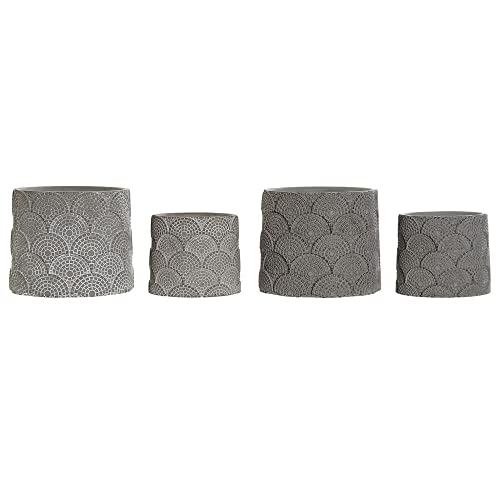 DKD Blumentopf-Set Home Decor Grau Zement Weiß (13,5 x 13,5 x 11 cm) (2 Stück) (18 x 18 x 15 cm) von DKD Home Decor