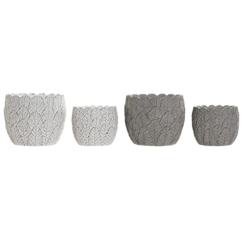 DKD Blumentopf-Set Home Decor Grau Zement Weiß (14 x 14 x 11,5 cm) (2 Stück) (18 x 18 x 15 cm) von DKD Home Decor