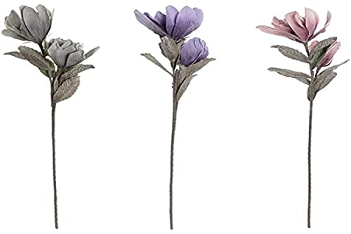 DKD Dekorative Blume Home Decor Grau Rosa Eva (Ethylenvinylacetat) Lila (3 Stück) (25 x 25 x 95 cm) von DKD Home Decor