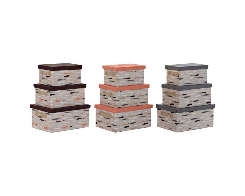 DKD Home Decor Aufbewahrungsbox Satz stapelbarer Organizerboxen DKD Home Decor Braun Grau Orange Polye von DKD Home Decor