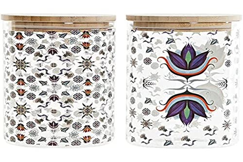 DKD Home Decor Traditionelles Bambusglas aus Borosilikatglas (1 l) (2 Stück) (10 x 10 x 17 cm) von DKD Home Decor