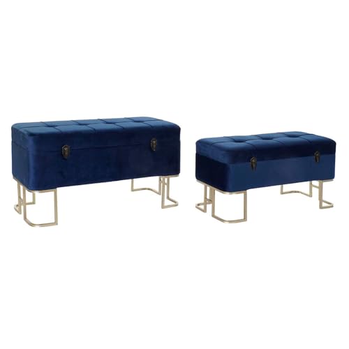 DKD Home Decor Bank, goldfarben/Blau, Estándar von DKD Home Decor