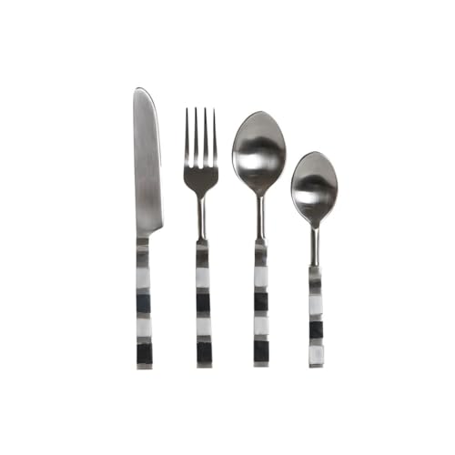 DKD Home Decor Besteckset, Schwarz, Silber, Kunstharz, Edelstahl, 4,5 x 1,5 x 22 cm, 16-teilig von DKD Home Decor