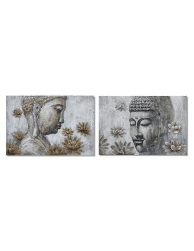 DKD Home Decor Bild Kiefer Leinwand Buddha (2 Stück) (120 x 2,8 x 80 cm) von DKD Home Decor