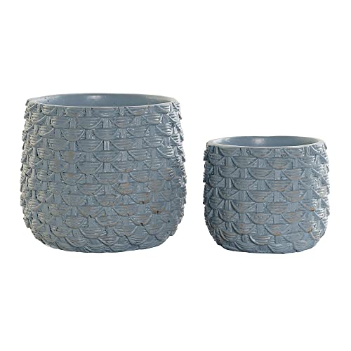 DKD Home Decor Blumentopf Blau Zement (2 Stück) (16 x 16 x 14 cm) (11,5 x 11,5 x 10 cm) (Referenz: S3016046) von DKD Home Decor