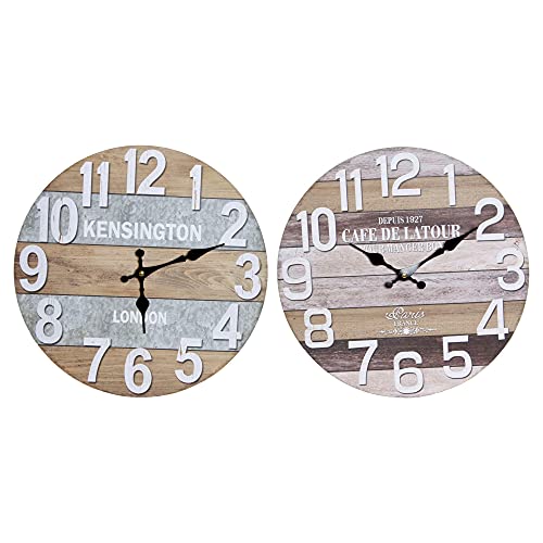 DKD Home Decor Cottage Wanduhr aus MDF (2 Stück) (34 x 4 x 34 cm) (Referenz: S3016672) von DKD Home Decor
