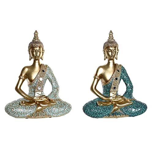 DKD Home Decor Dekofigur 24 x 11 x 31,2 cm blau golden Buddha orientalisch türkis (2 Stück) von DKD Home Decor
