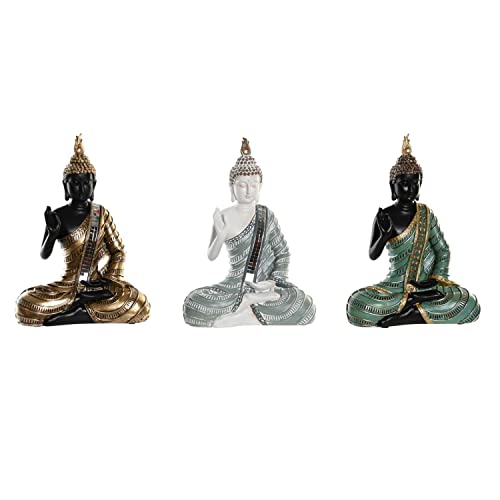 DKD Home Decor Dekofigur 19 x 10 x 26,5 cm blau golden Buddha orientalisch grün (3 Stück) von DKD Home Decor