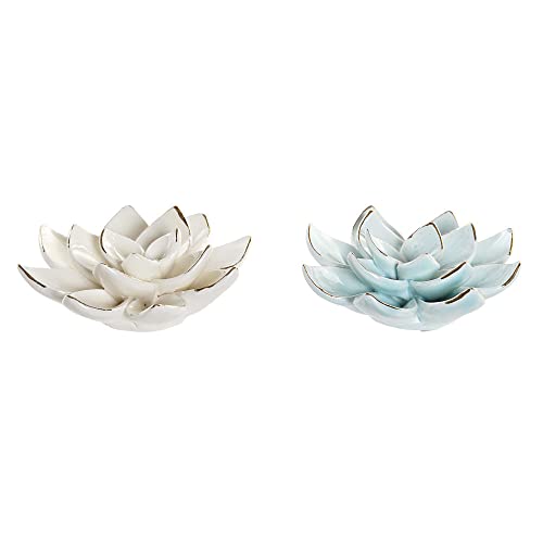 DKD Home Decor Dekorative Blume der Marke Beige Himmelblau Porzellan (2 Stück) (Referenz: S3018771) von DKD Home Decor