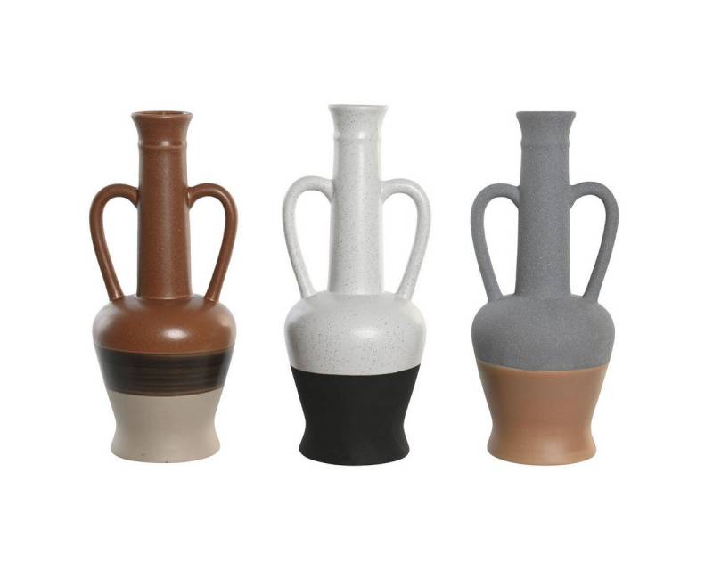 DKD Home Decor Dekovase Vase DKD Home Decor Weiß Grau Terrakotta Porzellan 12,7 x 12,5 x 30 cm von DKD Home Decor