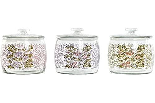 DKD Home Decor Dose aus Polyethylen, Blumen, Shabby Chic, 17 x 17 x 26 cm, 3 Stück von DKD Home Decor