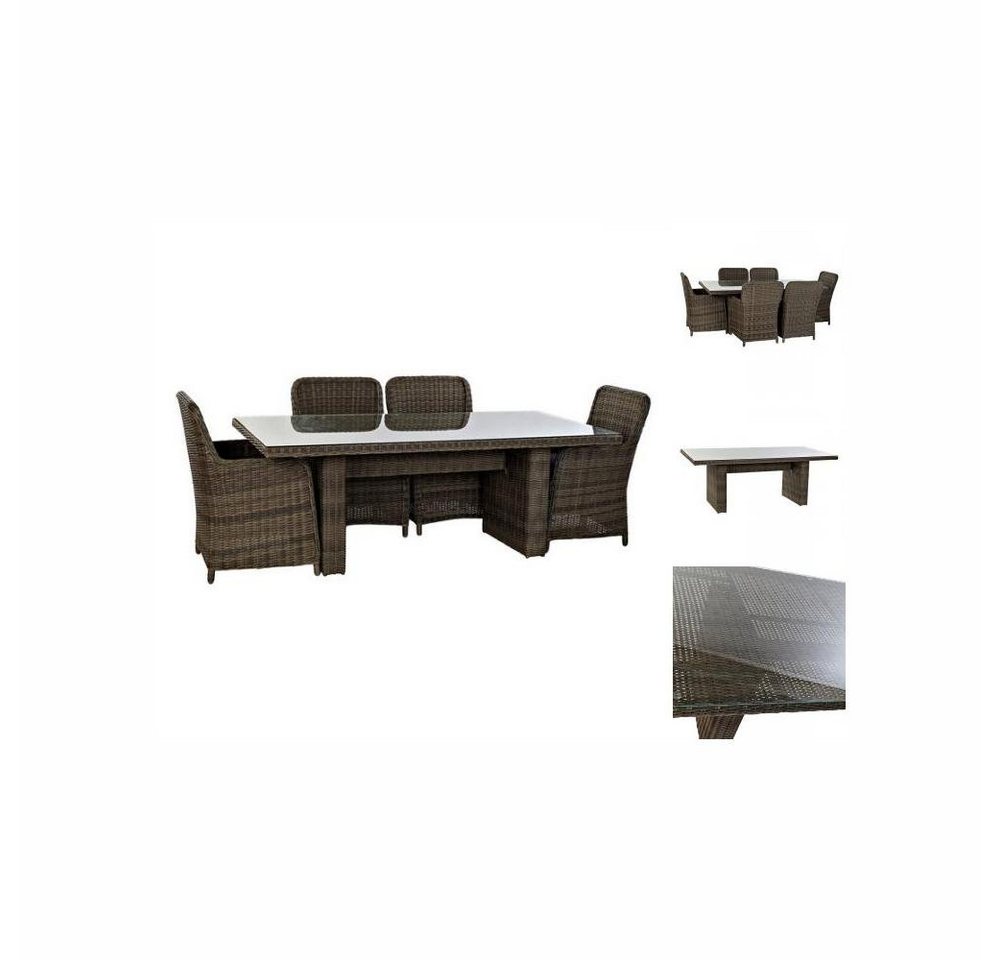 DKD Home Decor Garten-Essgruppe Tisch-Set mit 6 Stühlen DKD Home Decor Stahl Rattan 7 teilig von DKD Home Decor
