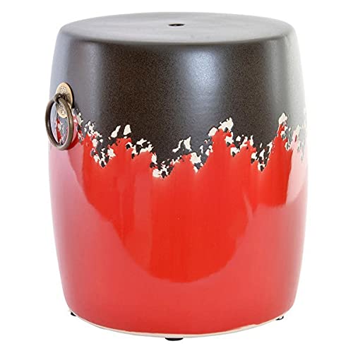 DKD Home Decor Hocker Schwarz/Rot Steingut (33 x 33 x 38 cm) von DKD Home Decor