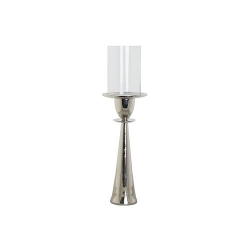 DKD Home Decor Kerzenhalter, silberfarben, Aluminium, Glas, 14 x 14 x 48 cm von DKD Home Decor