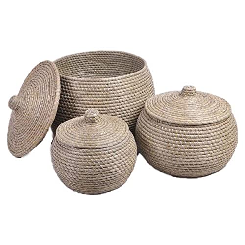 DKD Home Decor Körbe Set Natural Grau Seegras (48 x 48 x 41 cm) (3 Stück) (Referenz: S3018624) von DKD Home Decor