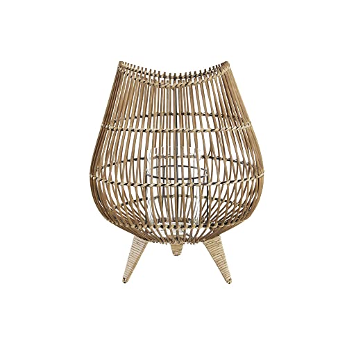 DKD Home Decor Kerzenhalter, Metall, Glas, Rattan, 30 x 30 x 37 cm (Referenz: S3026333) von DKD Home Decor