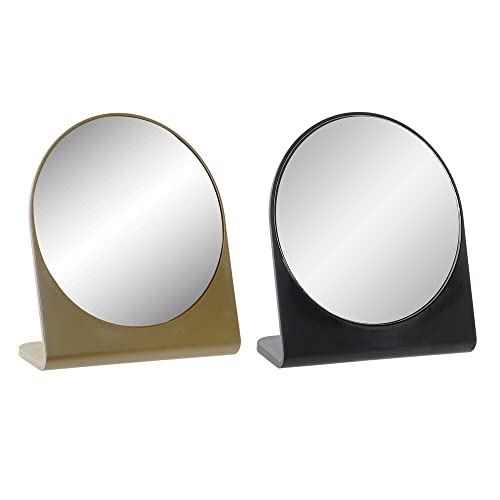 DKD Home Decor Spiegel mit Halterung Schwarz Gold ABS (17 x 7 x 19,5 cm) (2 Stück) von DKD Home Decor