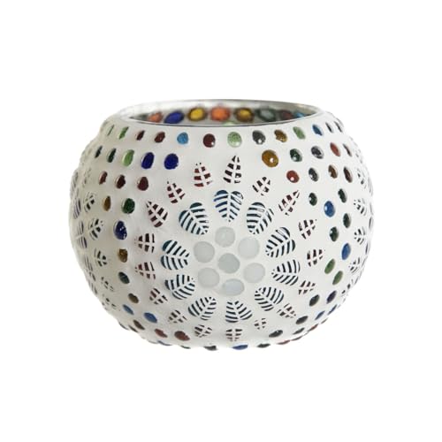 DKD Home Decor Teelichthalter, weiß, Mehrfarbig, Glas, 11 x 11 x 7 cm DKD Home Decor Teelichthalter, weiß, Mehrfarbig, Glas, 11 x 11 x 7 cm von DKD Home Decor