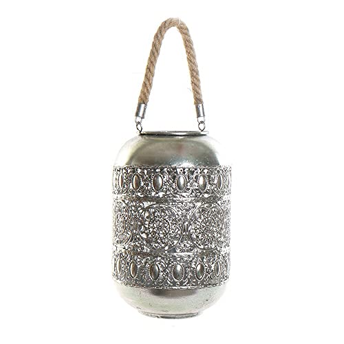 DKD Home Decor Teelichthalter Silber Metall Seil (17 x 17 x 28 cm) von DKD Home Decor