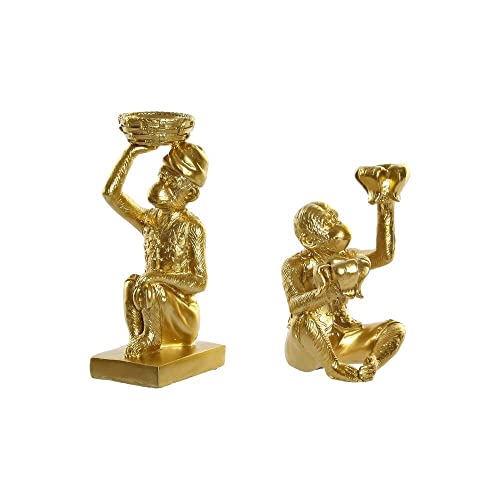 DKD Home Decor S3026377 Kerzenhalter, Kunstharz, goldfarben, 11 x 11 x 16,8 cm, 2 Stück von DKD Home Decor