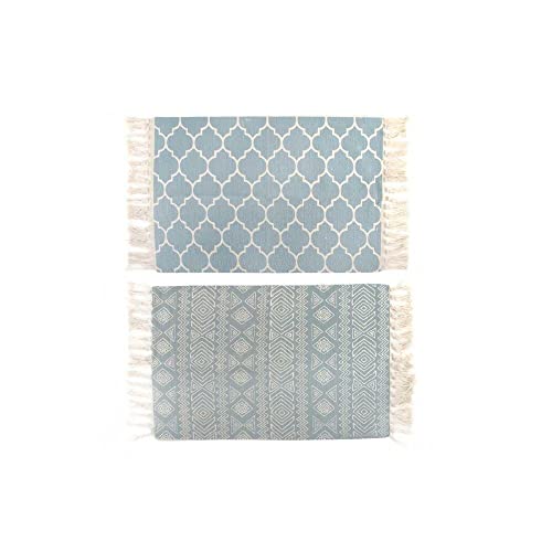DKD Home Decor Teppich Blau Polyester Baumwolle Grün (2 Stück) (90 x 60 x 1 cm) von DKD Home Decor