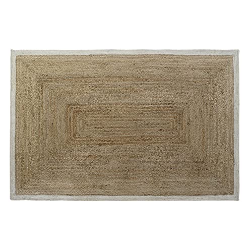 DKD Home Decor Teppich Weiß Jute Baumwolle Hellbraun (160 x 230 x 1 cm) (Referenz: S3027271) von DKD Home Decor