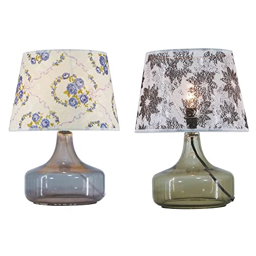 DKD Home Decor Tischlampe, Polyester, Blumenmuster, 28 x 28 x 38 cm, 2 Stück von DKD Home Decor