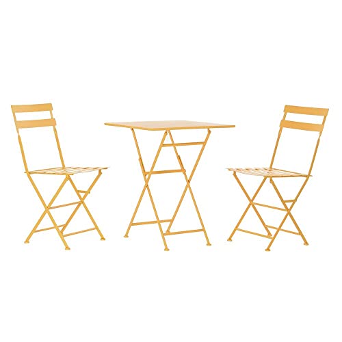 DKD Home Decor Tischset mit 2 Stühlen, Metall, senffarben, Estándar von DKD Home Decor