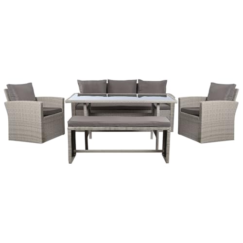 DKD Home Decor Tischset mit 3 Sesseln Braun Polyrattan (177 x 72 x 80 cm) - Marke EAN: 8424002008932 von DKD Home Decor