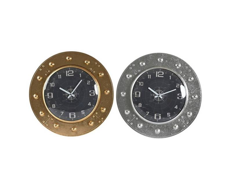 DKD Home Decor Uhr Wanduhr DKD Home Decor Glas Silberfarben Schwarz Golden Eisen 48,5 x 6 von DKD Home Decor