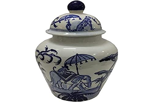 DKD Home Decor Vase, Blau, Weiß, Porzellan, indischer Elefant (20 x 20 x 36 cm) von DKD Home Decor