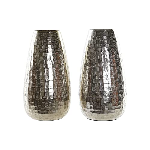 DKD Home Decor Vase der Marke Aluminium Modern Silber (2 Stück) (16 x 16 x 32 cm) (Referenz: S3017302) von DKD Home Decor
