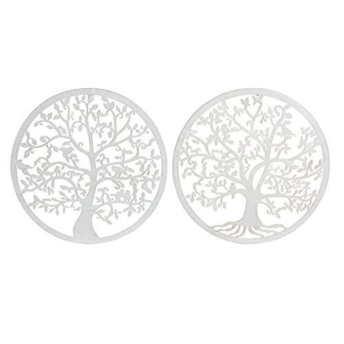 DKD Home Decor Wanddeko Weiß Metall Baum (2 Stück) (40x1x40cm) von DKD Home Decor