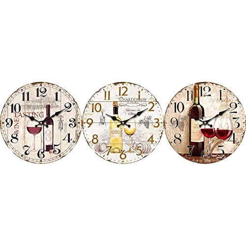 DKD Home Decor Wanduhr, MDF, 34 x 4 x 34 cm, 3 Stück von DKD Home Decor